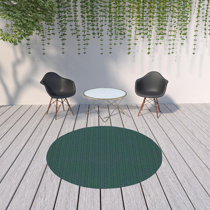 8' X 8' Blue and Green Round Geometric Stain Resistant Indoor Outdoor Area Rug - 0" (L) x 94" (W) x 94" (H)