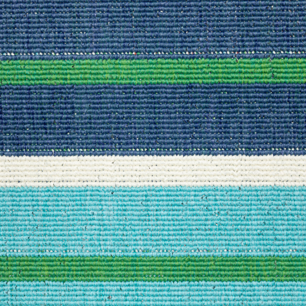 5' x 8' Blue and Green Geometric Stain Resistant Indoor Outdoor Area Rug