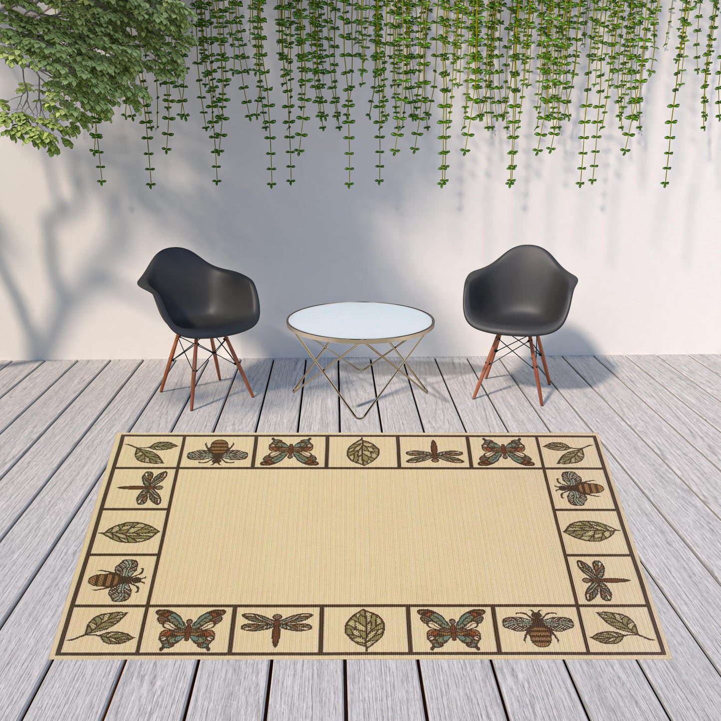 8' X 11' Brown and Ivory Abstract Stain Resistant Indoor Outdoor Area Rug