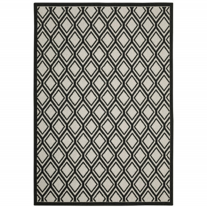 8' X 10' Beige and Black Geometric Stain Resistant Indoor Outdoor Area Rug - 0" (L) x 120" (W) x 94" (H)