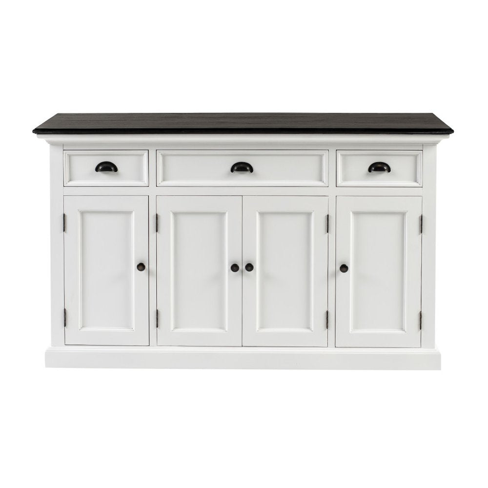 60" White & Black Solid Wood Buffet Table HomeRoots