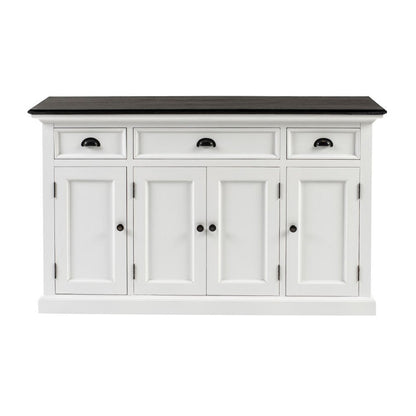 60" White & Black Solid Wood Buffet Table HomeRoots