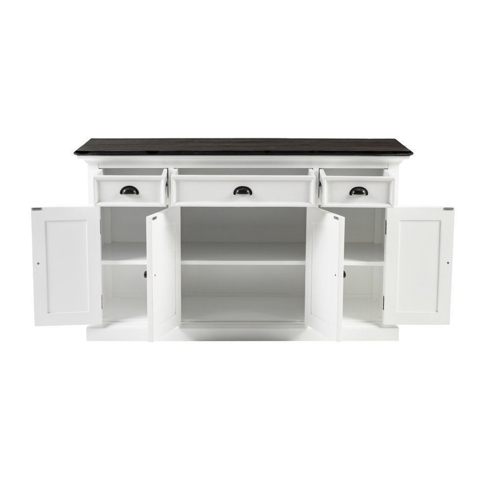 60" White & Black Solid Wood Buffet Table HomeRoots