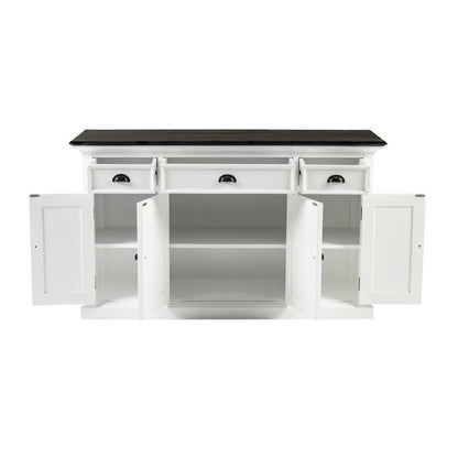 60" White & Black Solid Wood Buffet Table HomeRoots