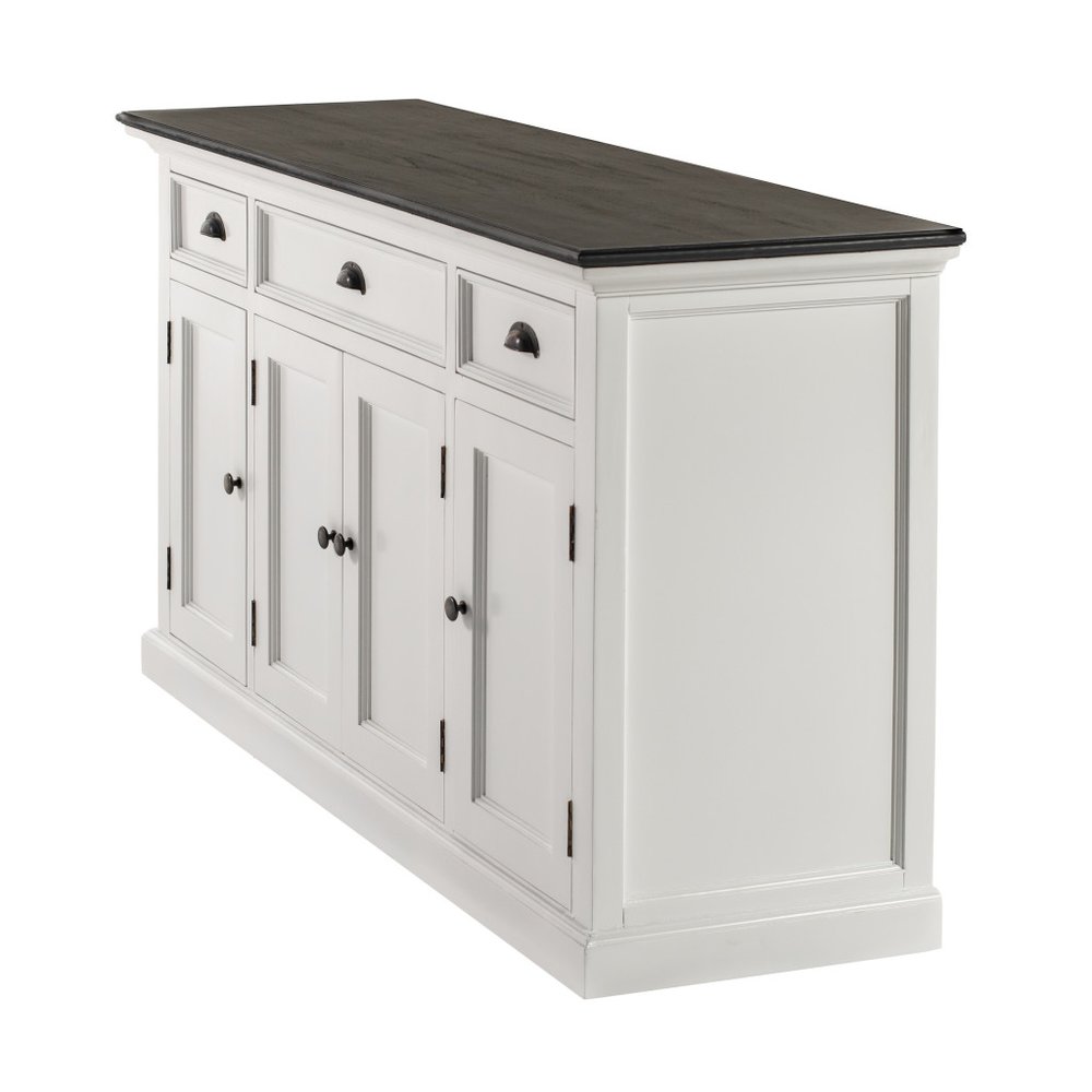 60" White & Black Solid Wood Buffet Table HomeRoots
