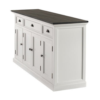 60" White & Black Solid Wood Buffet Table HomeRoots