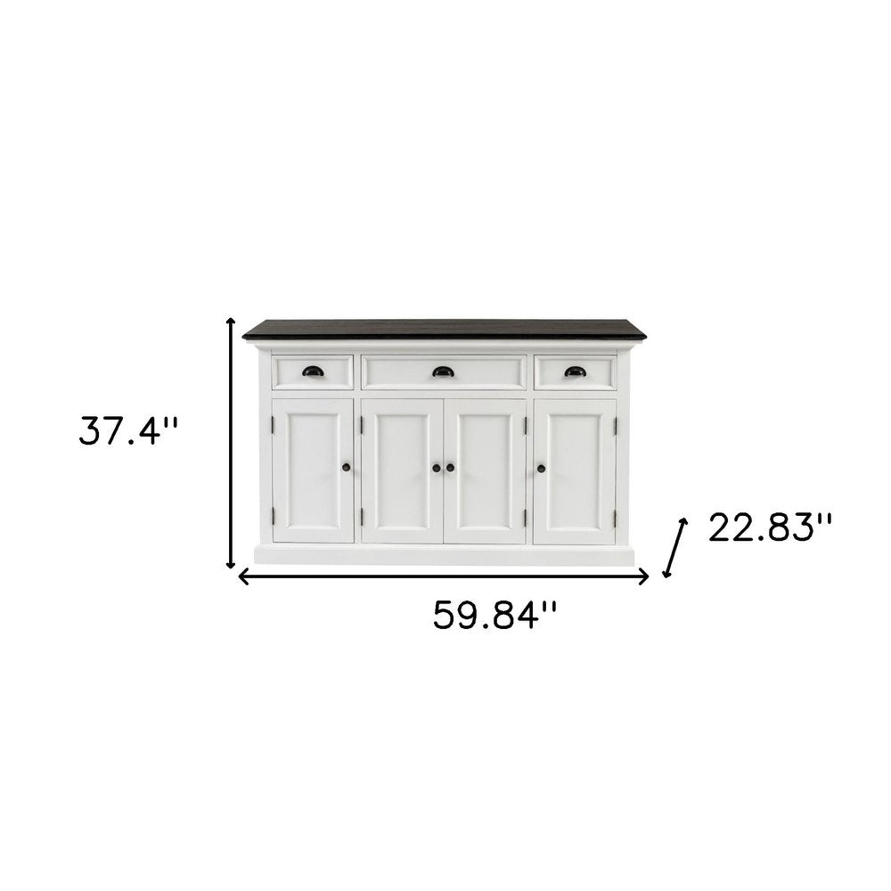 60" White & Black Solid Wood Buffet Table HomeRoots
