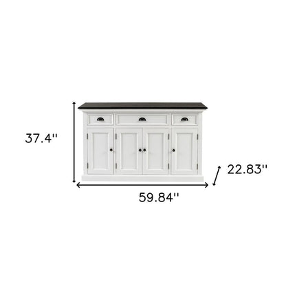 60" White & Black Solid Wood Buffet Table HomeRoots