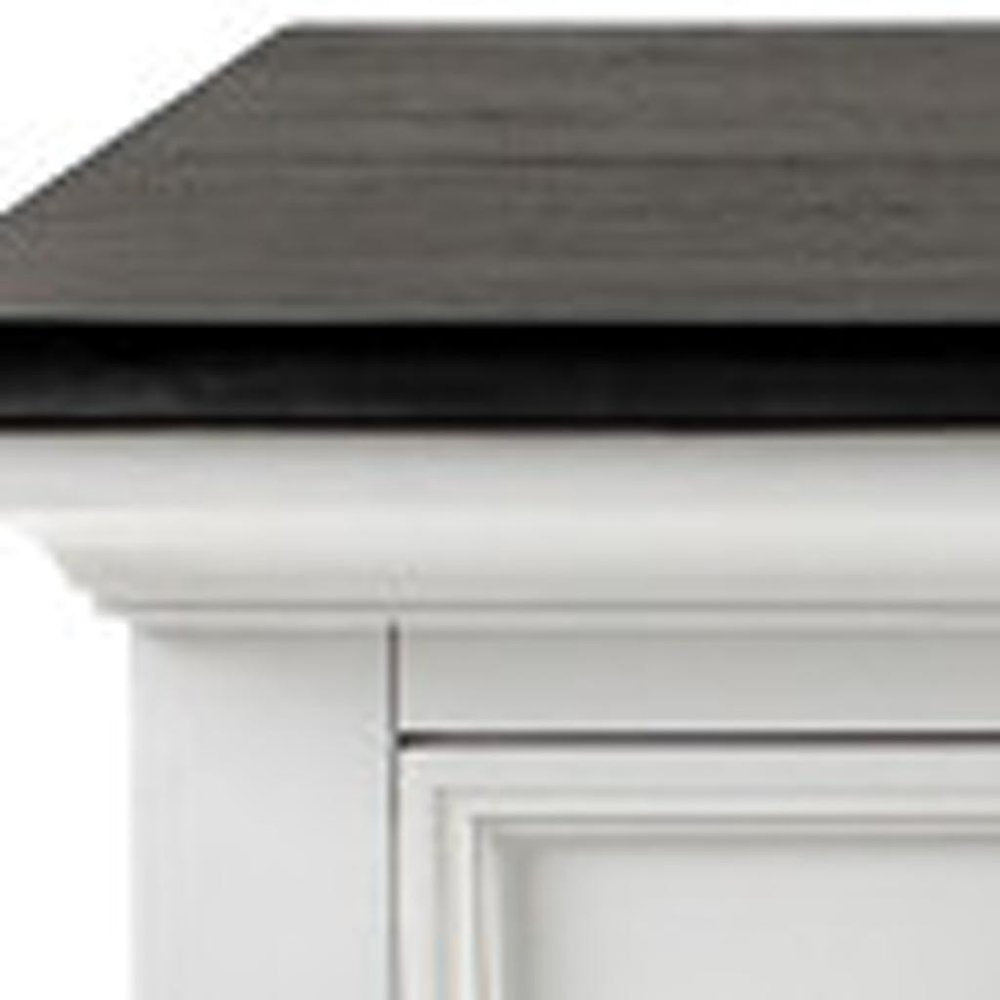 60" White & Black Solid Wood Buffet Table HomeRoots