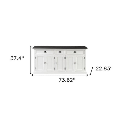74" Black And White Solid Wood Buffet Table HomeRoots