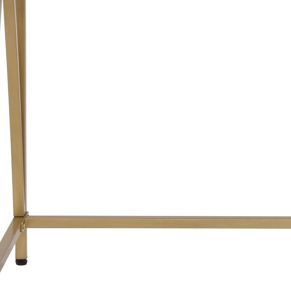 50" White And Gold Wood and Steel Vanity Table With Two Drawers HomeRoots