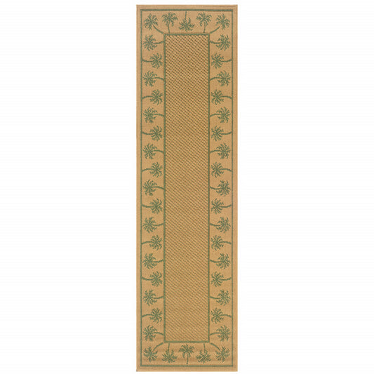 2' X 8' Beige Stain Resistant Indoor Outdoor Area Rug