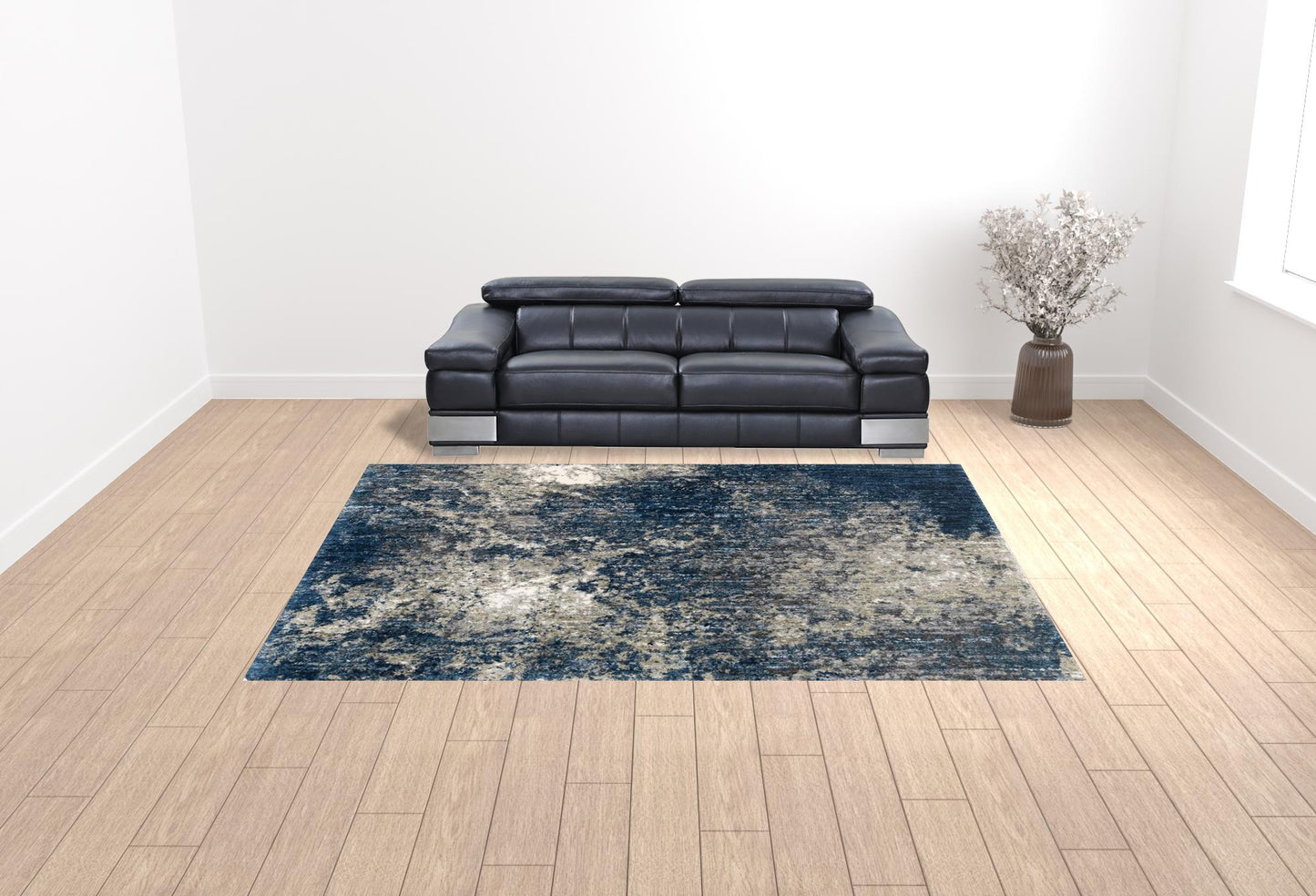 10' X 13' Blue And Grey Abstract Shag Power Loom Stain Resistant Area Rug - 27.0" (L) x 180.0" (W) x 0.6" (H)