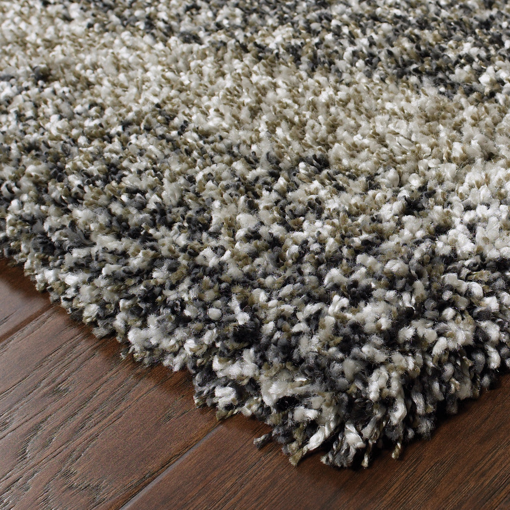 10' X 13' Charcoal Silver And Grey Abstract Shag Power Loom Stain Resistant Area Rug - 24.0" (L) x 36.0" (W) x 0.25" (H)