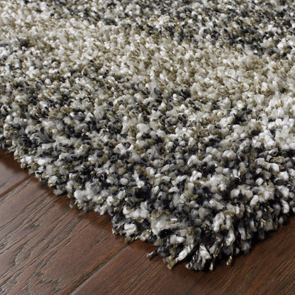 10' X 13' Charcoal Silver And Grey Abstract Shag Power Loom Stain Resistant Area Rug - 24.0" (L) x 36.0" (W) x 0.25" (H)