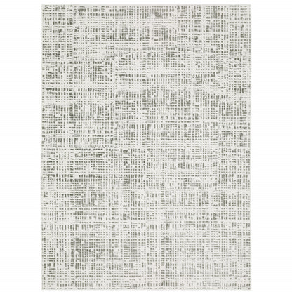 5' X 8' White And Grey Abstract Power Loom Stain Resistant Area Rug