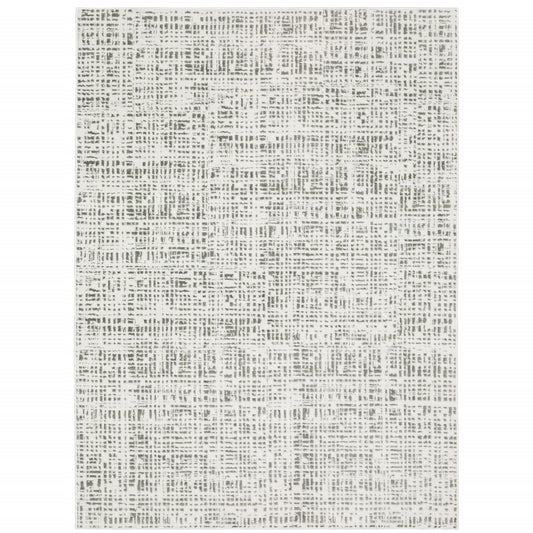 10' X 13' White And Grey Abstract Power Loom Stain Resistant Area Rug