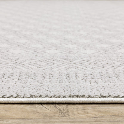 3' X 5' White And Grey Oriental Power Loom Stain Resistant Area Rug