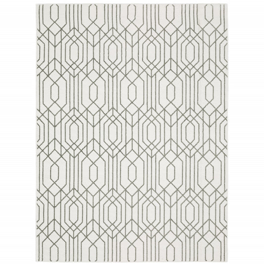 10' X 13' White And Grey Geometric Power Loom Stain Resistant Area Rug - 20.0" (L) x 34.0" (W) x 0.47" (H)