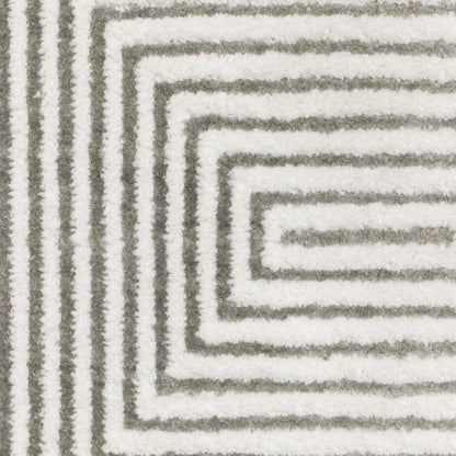 3' X 5' Grey And White Geometric Power Loom Stain Resistant Area Rug