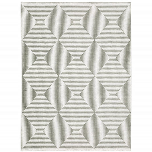 10' X 13' Grey And White Geometric Power Loom Stain Resistant Area Rug - 24.0" (L) x 33.0" (W) x 0.5" (H)