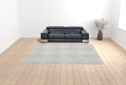 10' X 13' Grey And White Geometric Power Loom Stain Resistant Area Rug - 24.0" (L) x 33.0" (W) x 0.5" (H)