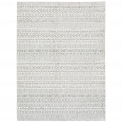 3' X 5' White And Grey Geometric Power Loom Stain Resistant Area Rug