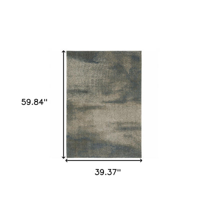 3' X 5' Gray Abstract Power Loom Area Rug