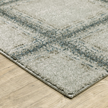 8' Runner Gray Geometric Power Loom Runner Rug