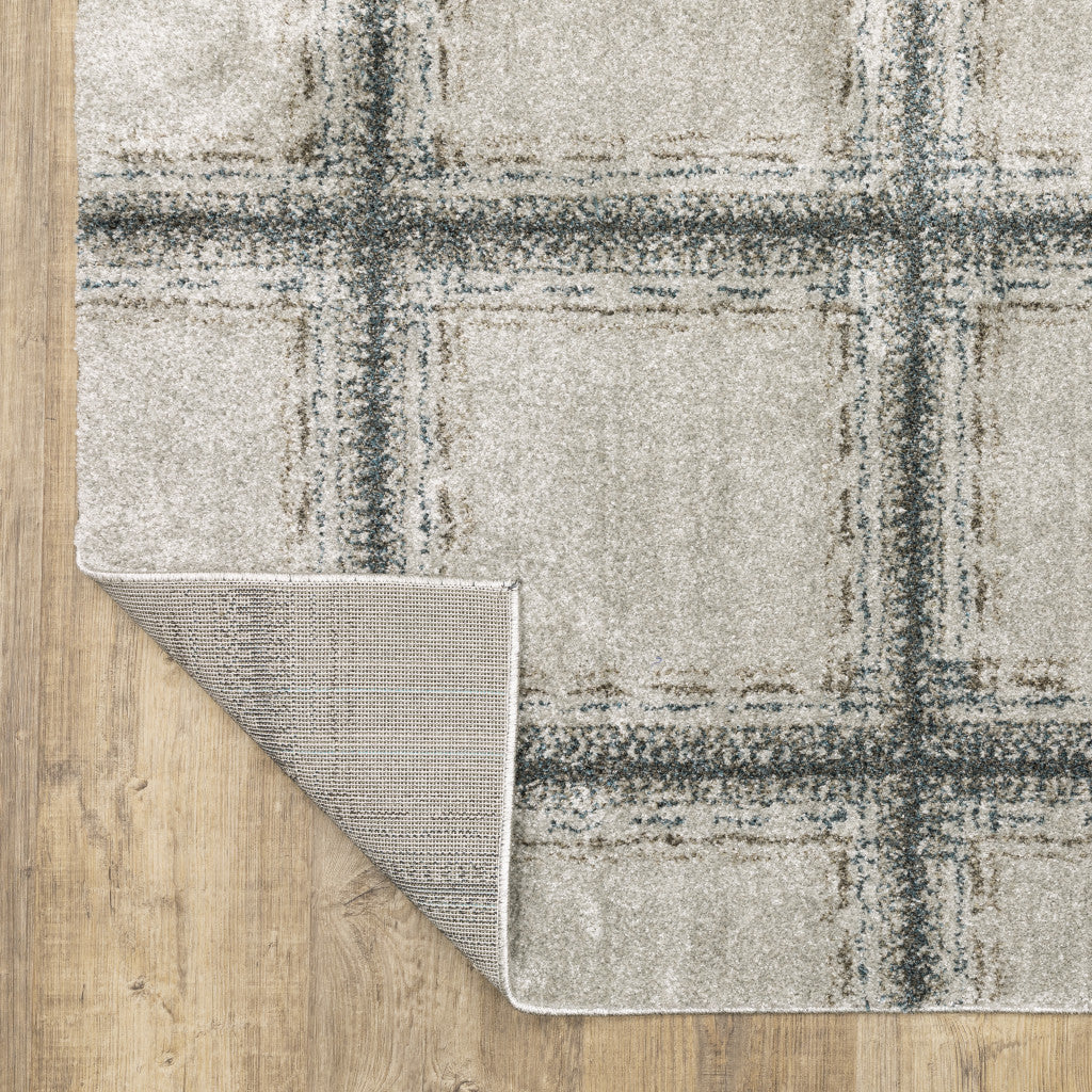 8' Runner Gray Geometric Power Loom Runner Rug