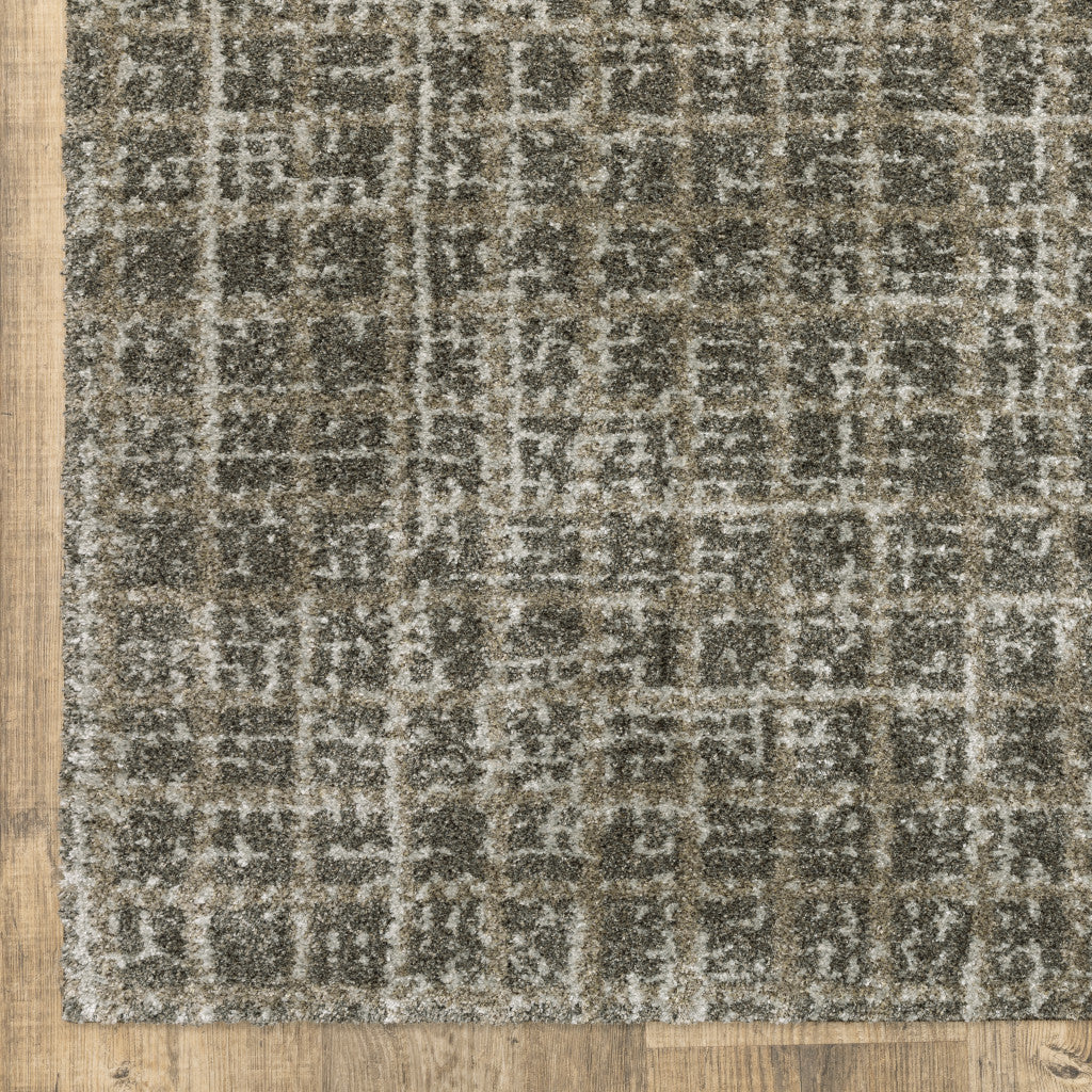 8' Runner Gray Geometric Power Loom Runner Rug