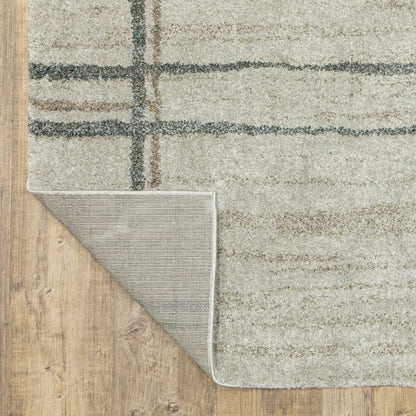 3' X 5' Grey Teal Beige and Tan Geometric Power Loom Area Rug