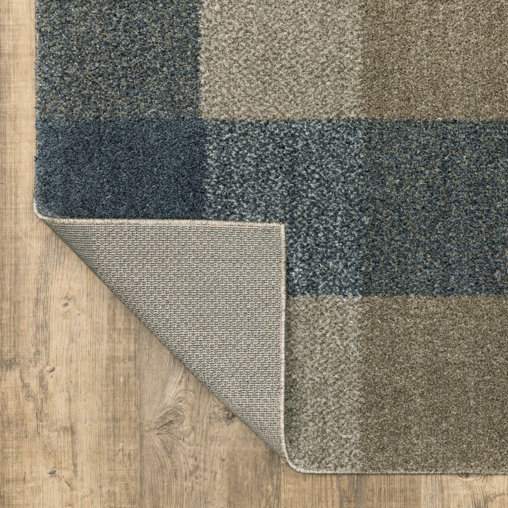 8' Runner Tan and Gray Geometric Power Loom Runner Rug