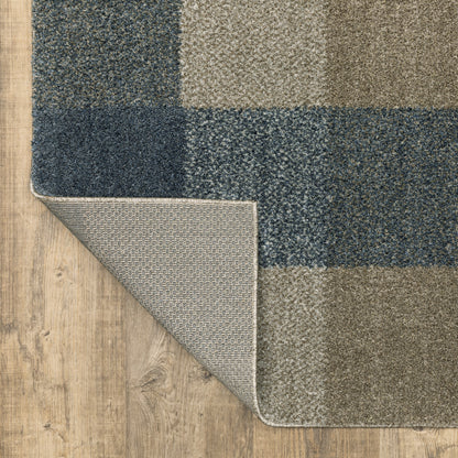 8' Runner Tan and Gray Geometric Power Loom Runner Rug