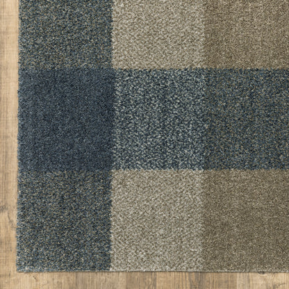 8' Runner Tan and Gray Geometric Power Loom Runner Rug