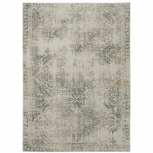 3' X 5' Gray Oriental Power Loom Area Rug