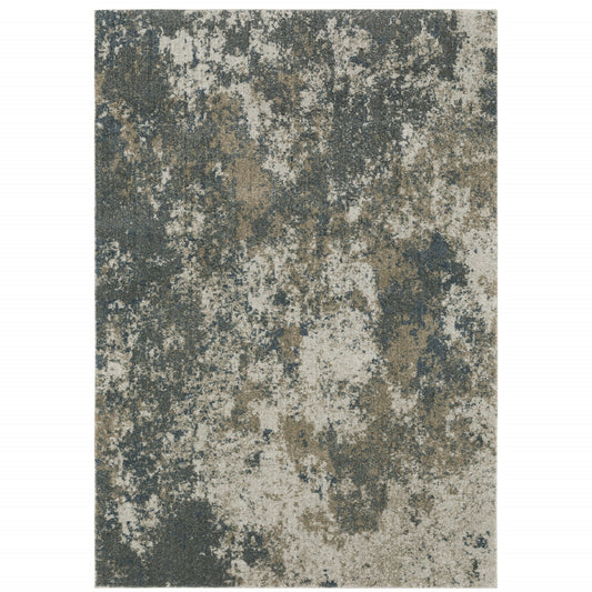 10' x 13' Tan and Gray Abstract Power Loom Area Rug