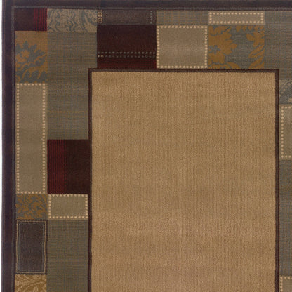 5' X 8' Beige Abstract Power Loom Stain Resistant Area Rug