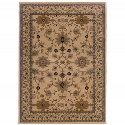 4' X 6' Ivory Oriental Power Loom Stain Resistant Area Rug