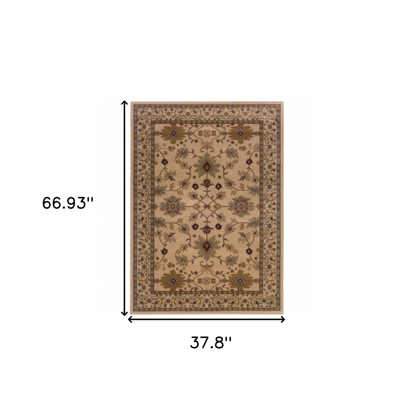 4' X 6' Ivory Oriental Power Loom Stain Resistant Area Rug