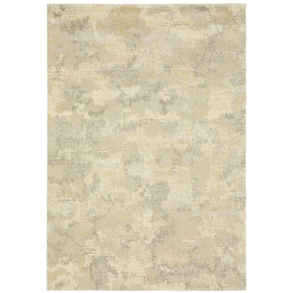 3' X 5' Grey Ivory Beige And Taupe Abstract Power Loom Stain Resistant Area Rug