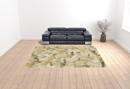 10' X 13' Beige Grey And Gold Abstract Power Loom Stain Resistant Area Rug - 27.0" (L) x 180.0" (W) x 0.8" (H)