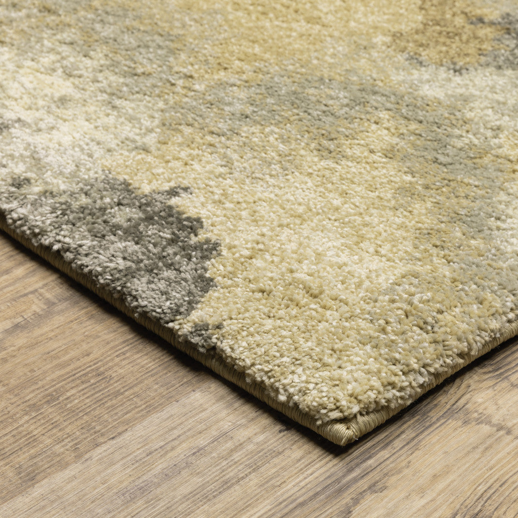 10' X 13' Beige Grey And Gold Abstract Power Loom Stain Resistant Area Rug - 27.0" (L) x 180.0" (W) x 0.8" (H)