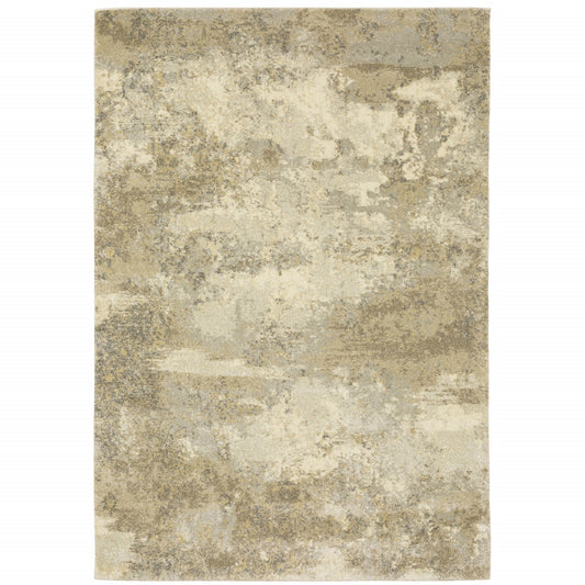 7' X 10' Beige and Gold Abstract Power Loom Area Rug - 78.74" (H) x 114.17" (W) x 0.78" (D)