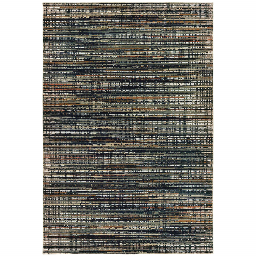 10' X 13' Black Navy Gold Ivory And Blush Abstract Power Loom Stain Resistant Area Rug - 27.0" (L) x 180.0" (W) x 0.6" (H)