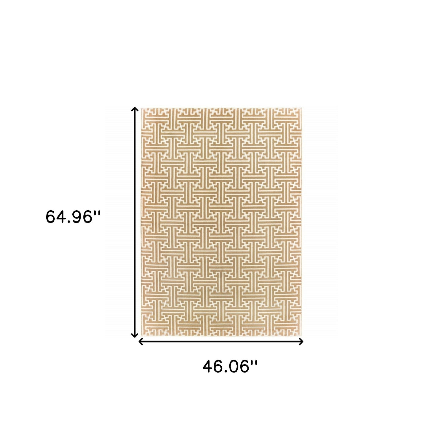 4' X 6' Gold And Ivory Geometric Power Loom Stain Resistant Area Rug - 46.06" (H) x 64.96" (W) x 0.39" (D)