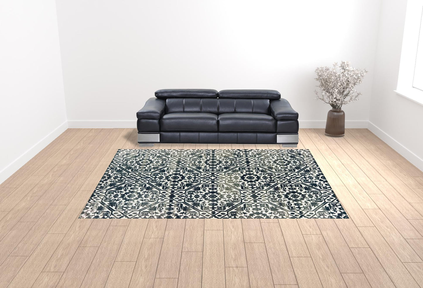 10' X 13' Navy And Ivory Geometric Power Loom Stain Resistant Area Rug - 20.87" (L) x 31.5" (W) x 0.07" (H)