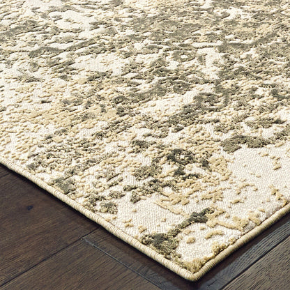 10' X 13' Grey And Gold Abstract Power Loom Stain Resistant Area Rug - 24.0" (L) x 36.0" (W) x 0.43" (H)