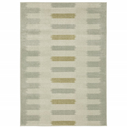 10' X 13' Beige Grey Gold And Green Geometric Power Loom Stain Resistant Area Rug - 27.0" (L) x 180.0" (W) x 0.8" (H)