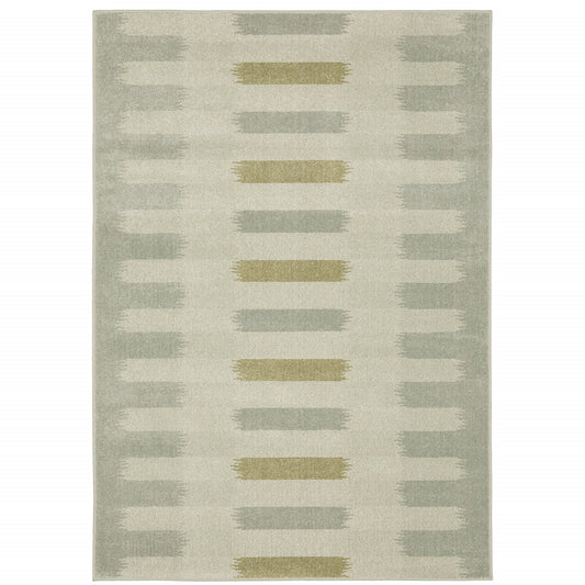 10' X 13' Beige Grey Gold And Green Geometric Power Loom Stain Resistant Area Rug - 27.0" (L) x 180.0" (W) x 0.8" (H)